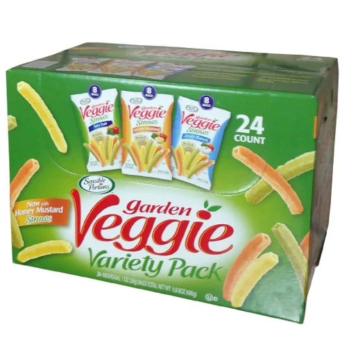Sensible Portions Garden Veggie Snack Straws - Paquete variado de chips con forma de pajitas, 30 unidades