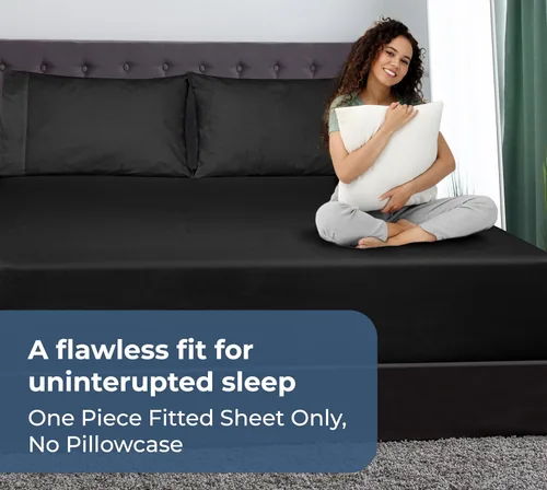 Vista 8 de Royale Linens Sábana bajera ajustable de 100 % algodón orgánico, tejido de percal, sábana bajera súper suave con bolsillo profundo, sábana elástica