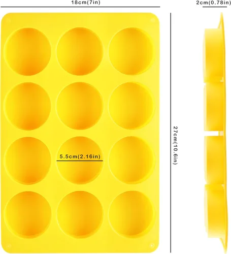 Vista 2 de HIA - 2 moldes redondos de silicona para galletas de chocolate con 12 cavidades, moldes para hornear para Oreo, chocolate, galletas, dulces, mini