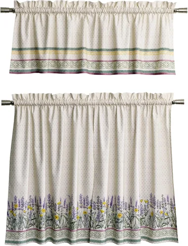 Vista 79 de Maison d' Hermine Juego de cortinas de cocina para ventanas 100% algodón Juego de cenefas de cocina para el hogar [2 niveles (71 cm x 91 cm) y 1