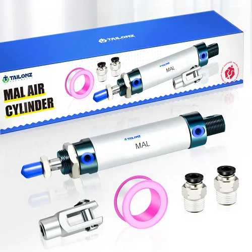 Vista 8 de TAILONZ PNEUMATIC Cilindro de Aire de 25mm de Orificio y 125mm de Carrera de Doble Acción con Conector Y y 2 Piezas de Conexión de 6mm MAL25x125