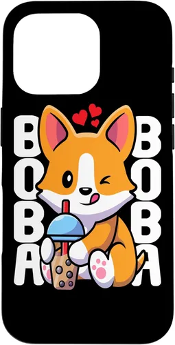 Vista 19 de Funda Kawaii con diseño de corazón de té de burbujas para iPhone 15 Kawaii Boba Dog Corgi Tea Drink