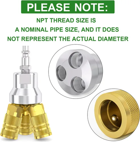 Vista 3 de Taisher - Colector de aire de 3 vías con 4 puertos de aluminio, compresor de aire neumático industrial de conexión rápida, divisor de manguera