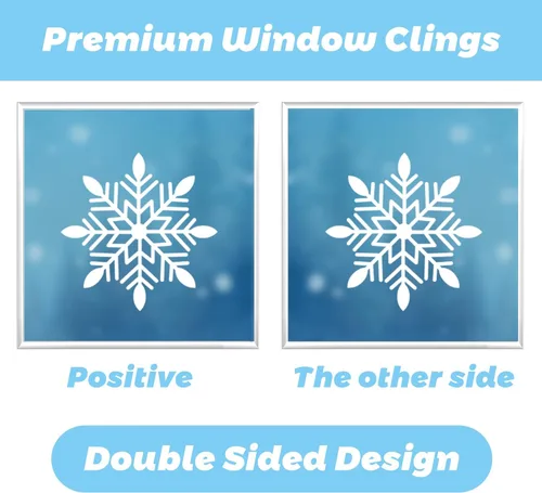 Vista 9 de 146 calcomanías navideñas de copo de nieve para ventanas, adhesivos de ventana de Navidad, calcomanías de Navidad de doble cara, Papá Noel, elfo