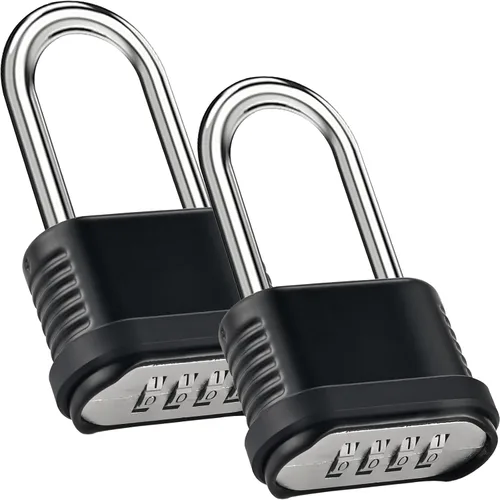 Vista 13 de Paquete de 4 candados de combinación Candado de combinación resistente de 4 dígitos – 26.5mm (1.043 pulgadas) candado de combinación impermeable