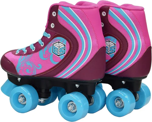 Vista 4 de Epic Cotton Candy - Patines cuádruples con 2 cordones (rosa y azul)