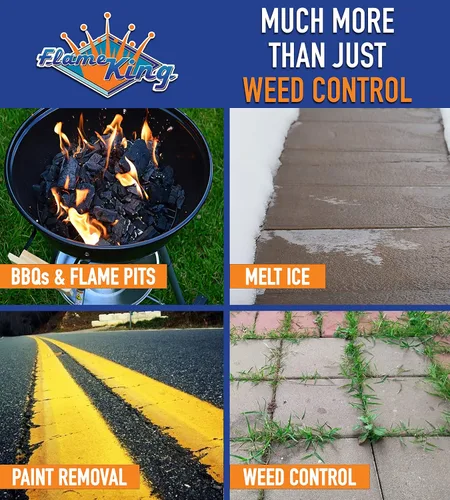Vista 5 de Kit de soplete de propano Flame King resistente, quemador de malas hierbas, 500,000 BTU con chispero, con conjunto regulador de manguera de 10 pies