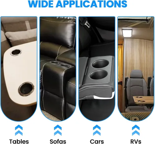 Vista 7 de SDTC Tech Portavasos negro para sofá, soporte universal de plástico empotrado con drenaje para barcos de RV, automóviles, sofás y carritos de golf