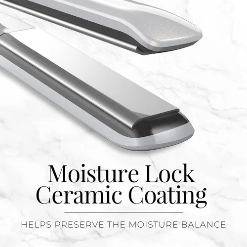 Vista 5 de Remington PROLUXE HydraCare - Plancha plana de 1 pulgada con placas flotantes de 1 pulgada, 450 °F de alto calor, blanco perla/gris