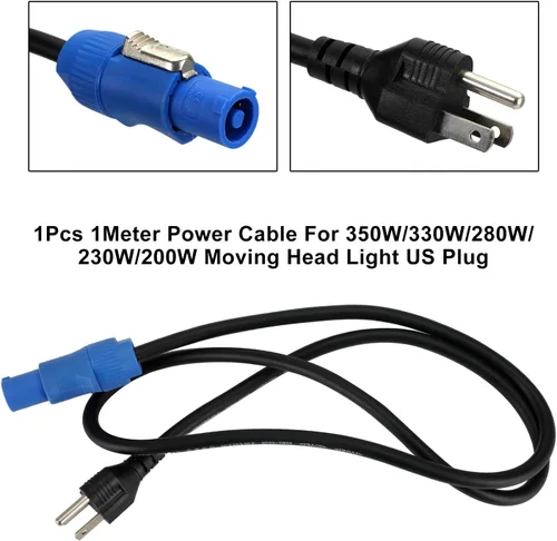 Vista 6 de Cable de alimentación de 3.3 ft para 350 W/330 W/280 W/230 W/200 W cabeza móvil enchufe de EE. UU