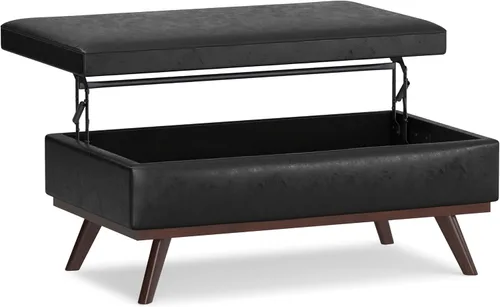 Vista 10 de SIMPLIHOME Owen Mesa de Centro Rectangular Moderna de Mediados de Siglo de 34 pulgadas de Ancho con Otomana de Almacenamiento en Tela de Poliéster