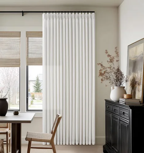 Vista 48 de TWODRAPES Cortinas de Lino Plisadas con Pinza Beige Blancas de 54 Pulgadas de Largo 2 Paneles para Comedor Cocina Dormitorio Plisadas Semi