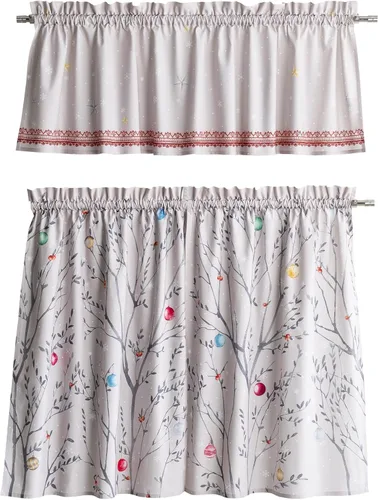 Vista 16 de Maison d' Hermine Juego de cortinas de cocina para ventanas 100% algodón Juego de cenefas de cocina para el hogar [2 niveles (71 cm x 91 cm) y 1