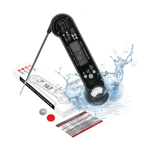 Vista 8 de Termómetro digital para carne con holgura de sonda, termómetro impermeable para asar a la parrilla, imán y abridor de botellas, lectura instantánea