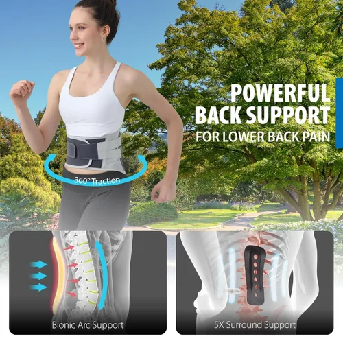 Vista 2 de Soporte de espalda para hombre, alivio del dolor de espalda baja, cinturón de apoyo lumbar con almohadilla transpirable, soporte de espalda