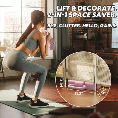 Vista 7 de Juego de 2 mancuernas ajustables 4 en 1 para mujer, con ajuste rápido, cada juego de pesas de mano de 2 libras, 3 libras, 4 libras y 5 libras