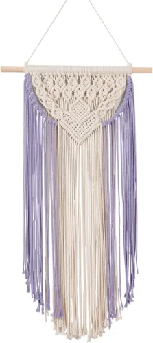 Vista 6 de RLoncomix Macramé para colgar en la pared, decoración de pared tejida de algodón, bohemio, elegante, tapiz de macramé para dormitorio, sala