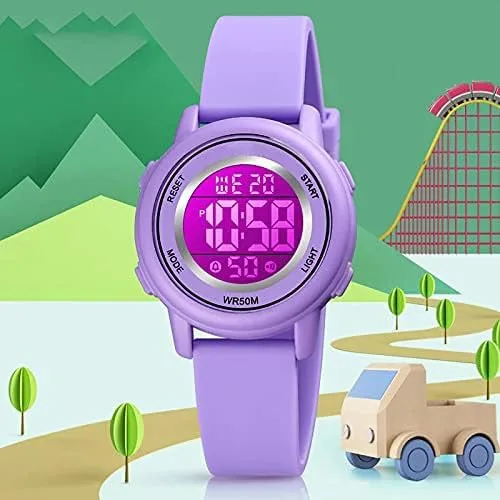 Vista 6 de Relojes digitales para mujer, pantalla LED, correa de silicona, reloj militar, multifunción, impermeable, alarma, cronómetro, retroiluminación LED