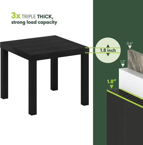 Vista 5 de Furinno Classic Homey - Mesa auxiliar cuadrada Parsons, 1 paquete, color negro