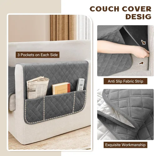 Vista 4 de Arfntevss Fundas impermeables para sofá seccional de esquina para perros y mascotas, funda de sofá en forma de L, terciopelo lavable grande