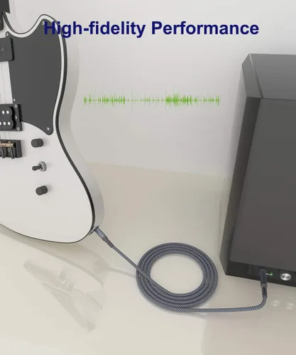 Vista 4 de Elebase Paquete de 2 cables TRS para instrumentos de 14 de pulgada de 20 pies, cable recto de interconexión de audio estéreo macho de 0.250 in