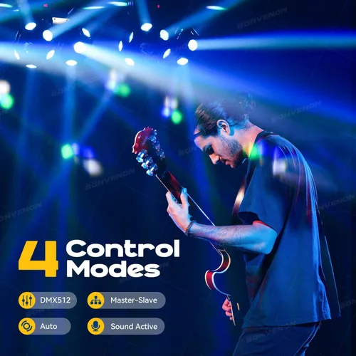 Vista 3 de Dreamland - Luces de DJ con cabeza móvil, LED RGBW, luz de discoteca con rotación y control DMX automático, luces de escenario, iluminación de DJ