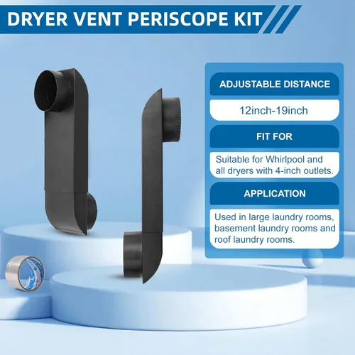 Vista 4 de Periscopio de ventilación ajustable para secadora de 12 a 19 pulgadas, conducto de ventilación telescópico para espacios reducidos, adaptador
