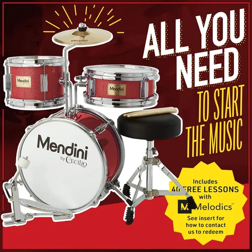Vista 5 de Mendini by Cecilio - Juego de tambor infantil 3 piezas, 13 pulgadas, 13 - pulgadas