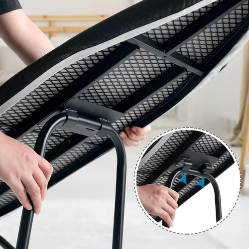 Vista 6 de Duwee Tabla de planchar pequeña de 13 x 35 pulgadas con cubierta resistente al calor, tabla de planchar compacta plegable, ligera, fácil de Negro