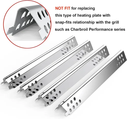 Vista 8 de Placa de calor universal ajustable para parrilla de gas, protector de placa de calor de acero porcelánico, barra saborizadora, se extiende de 11.75