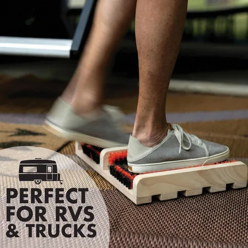 Vista 5 de JobSite Boot Scraper - Outdoor Boot Brush Scrubber Brush - Compact, Portable Shoe Cleaner for Home, RVs, Trucks, Kids - Timber Edition