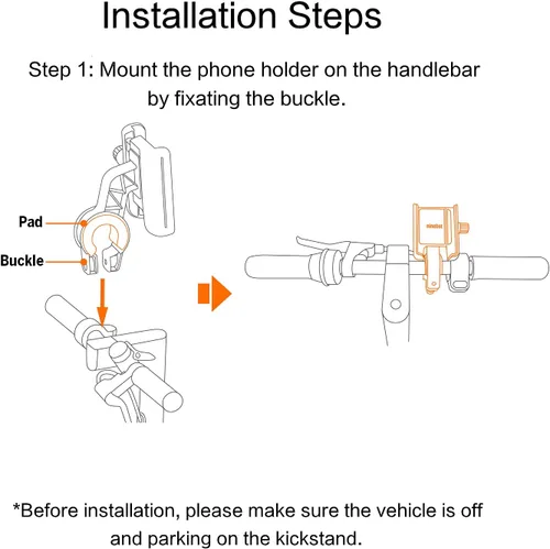 Vista 8 de Segway Ninebot - Soporte para teléfono, ajustable para scooter eléctrico eMoped para manillar de bicicleta, se adapta a cualquier teléfono celular
