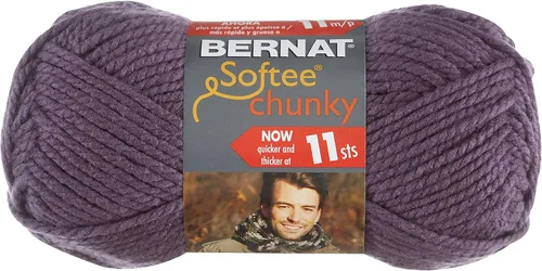 Vista 28 de Bernat Softee Chunky - Paquete de 3 hilos, 2.8 oz, Super Voluminoso Calibre 6 - Malva Oscuro - Lavado y Secado a Máquina