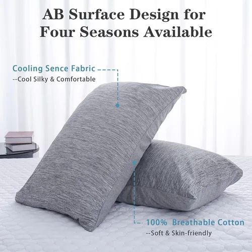Vista 2 de CHOSHOME Fundas de almohada refrescantes con cremallera Fundas de almohada Q-Max > 0.45 con cremallera para personas que duermen con calor, suaves