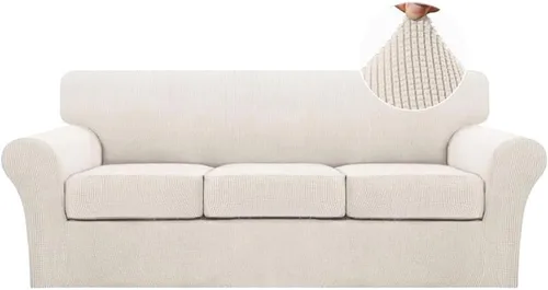 Vista 111 de Fundas de sofá de 4 piezas para sofá de 3 cojines, funda de sofá suave para perros, fundas de sofá lavables con 3 fundas de cojín individuales