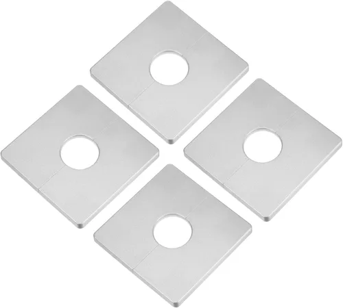 Vista 8 de uxcell 4 bridas divididas para pared, placa cuadrada de ABS autoadhesiva con orificio de 1.102 in/1.1 pulgadas de diámetro, cubierta de tubería