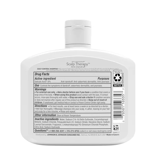 Vista 8 de Neutrogena Scalp Therapy Champú anticaspa Daily Control, 1.8% de ácido salicílico, con fragancia de vainilla tibia y notas de coco tostado, 12 onzas