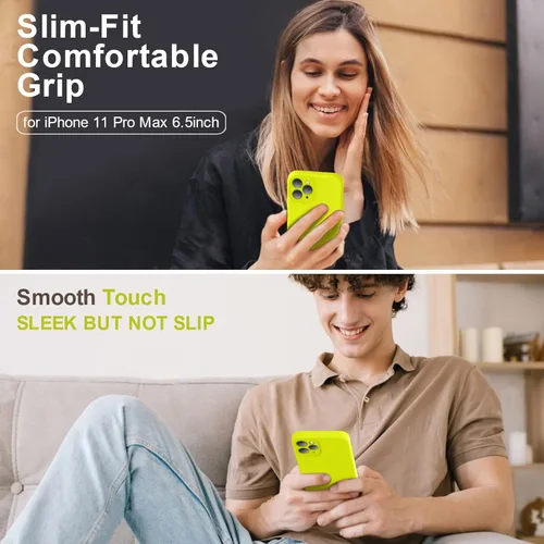 Vista 2 de Vooii Funda compatible con iPhone 11 Pro Max, silicona líquida mejorada con bordes cuadrados protección de cámara forro de microfibra suave