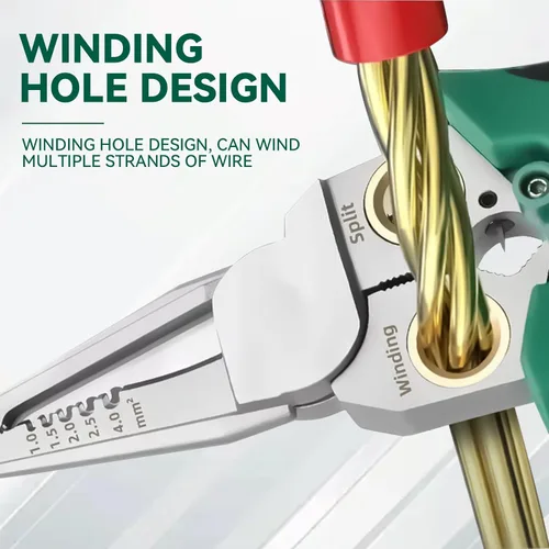 Vista 3 de Pelacables 8 en 1 con probador de voltaje, herramienta de pelado de cables eléctricos multifunción para cortar y tirar de alicates, herramienta