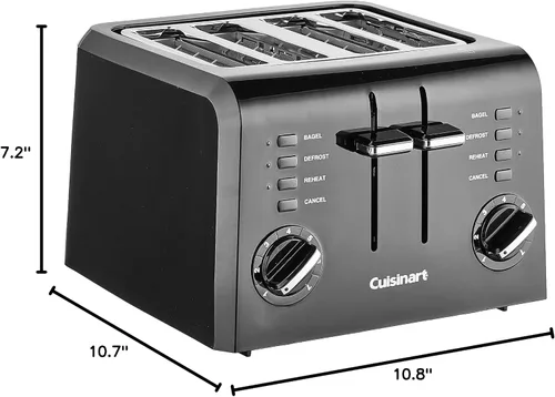 Vista 9 de Cuisinart Tostadora compacta de plástico de 4 rebanadas, color negro, CPT-142BKP1