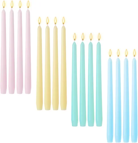 Vista 12 de MTLEE 16 velas cónicas de 10 pulgadas para el día de San Valentín, a granel, sin humo, sin perfume, cera de parafina con mecha de algodón para cena