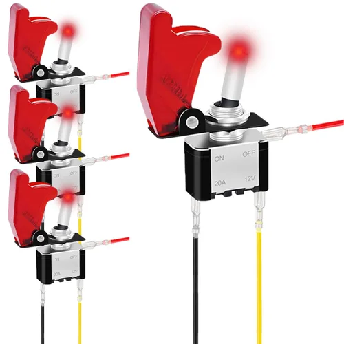 Vista 13 de 10 interruptores de palanca de 20 A 12 V CC, resistente al agua, 15 A, 250 V, CA, 20 A, 125 V CA, SPST, 2 pines de encendido/apagado para auto