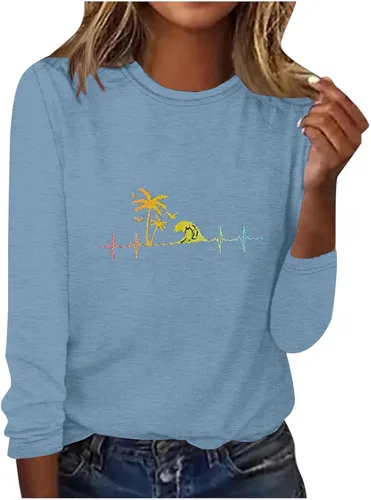 Vista 5 de Sudadera vintage para mujer, manga larga, cuello redondo, sin botones, camisetas básicas, sin capucha, blusa, túnicas