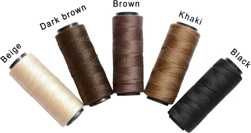 Vista 2 de 3 Rollos de Hilos de Coser Hilos de Tejer para Coser a Mano Trama de Cabello Extensiones de Cabello DIY para Peluca (Beige)