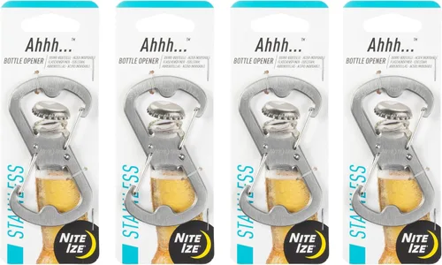 Vista 9 de Nite Ize Ahhh... Abrebotellas de acero inoxidable - Llavero con funcionalidad S-Biner - Mosquetón de abrebotellas doble resistente - Accesorios