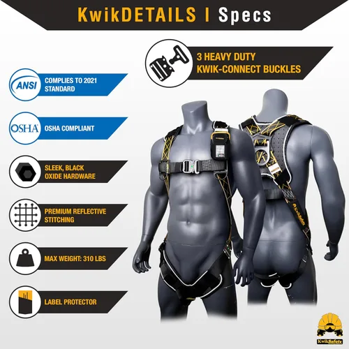 Vista 6 de KwikSafety - TORNADO DiamondBACK Full Body Harness [1 D-RING] Premium Safety Harness Fall Protection Kit ANSI OSHA
