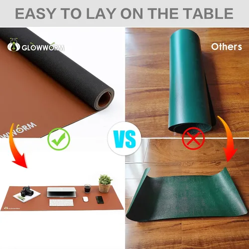 Vista 3 de Glowworm Alfombrilla para mouse, antideslizante, protector de mesa de escritorio de piel sintética impermeable, protector de escritorio delgado