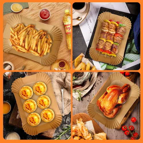 Vista 6 de 200 forros para freidora de aire para Ninja: forro de papel pergamino desechable antiadherente superior para Ninja DZ201/DZ401 Dual Airfryer Baking