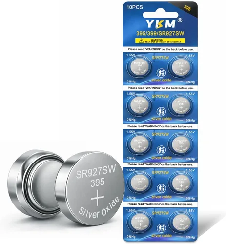 YKM Paquete de 10 baterías de reloj SR927SW 395 399 LR927 AG7 1.55V batería de botón de óxido de plata