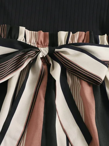 Vista 4 de SOLY HUX - Enterizo corto de verano a rayas sin mangas, rómper con cinturón para mujer